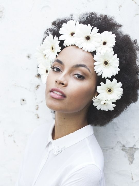 Woman Black Afro Natural Hair Flower Crown Beautiful Woman of Color