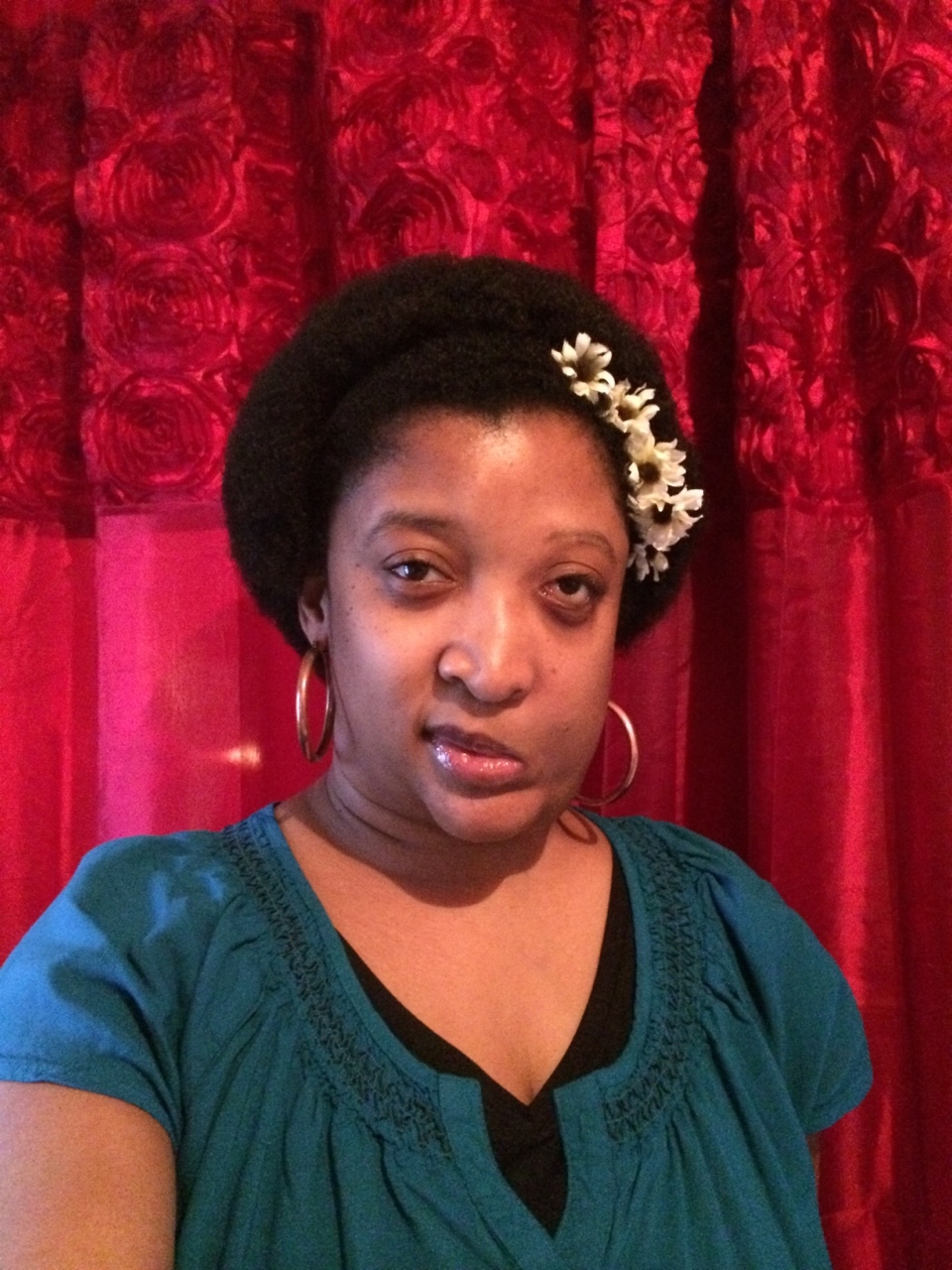 Woman Black Afro Natural Hair Flower Crown Beautiful Woman of Color