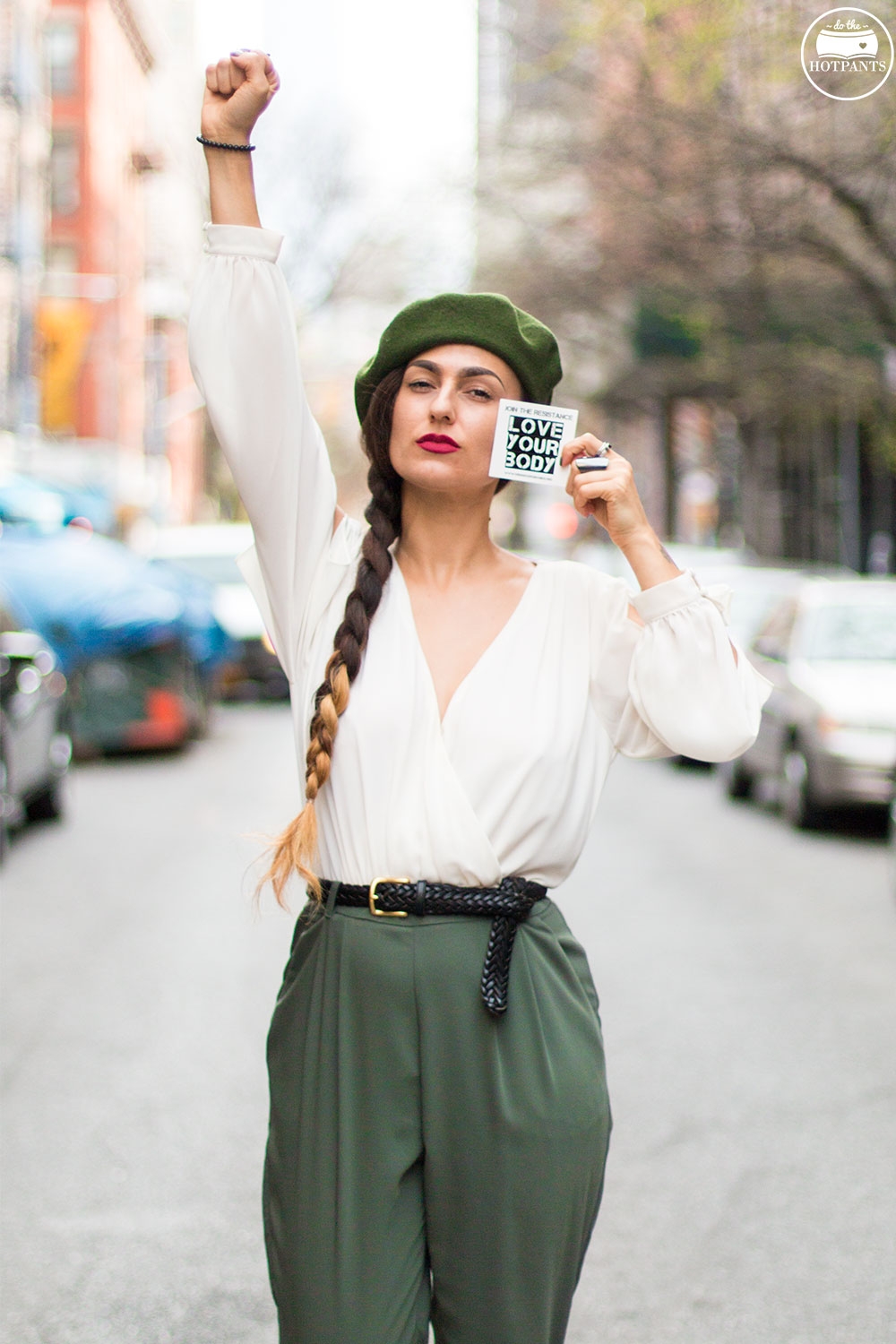 Long Hair Side Braid Green Beret Soldier Style