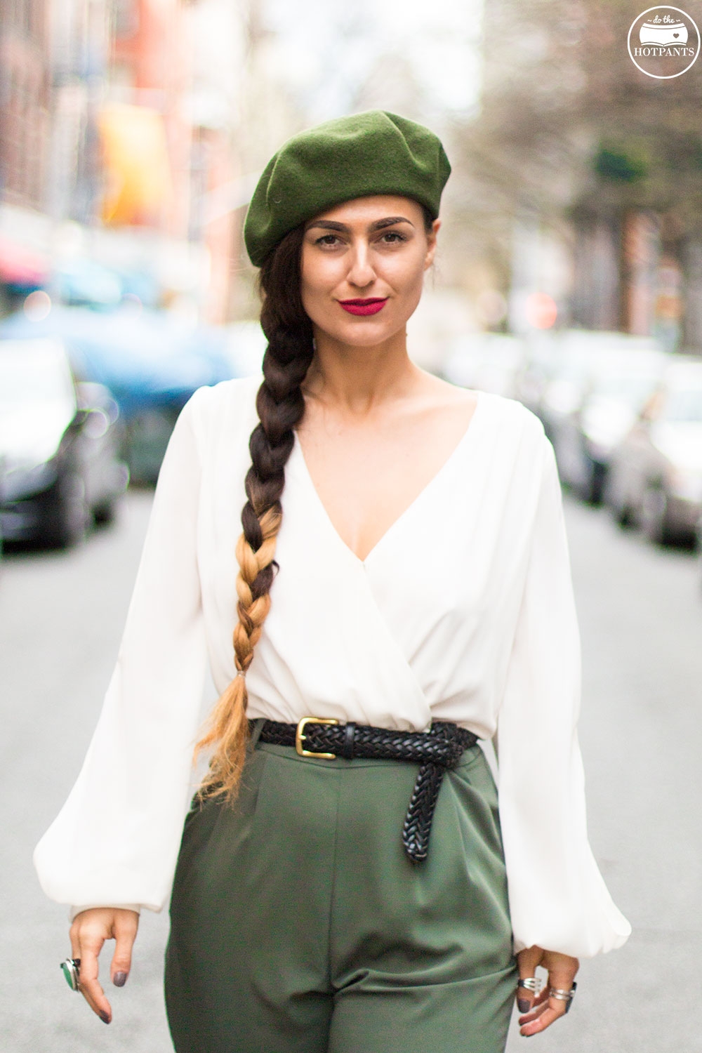 Long Hair Side Braid Green Beret Soldier Style