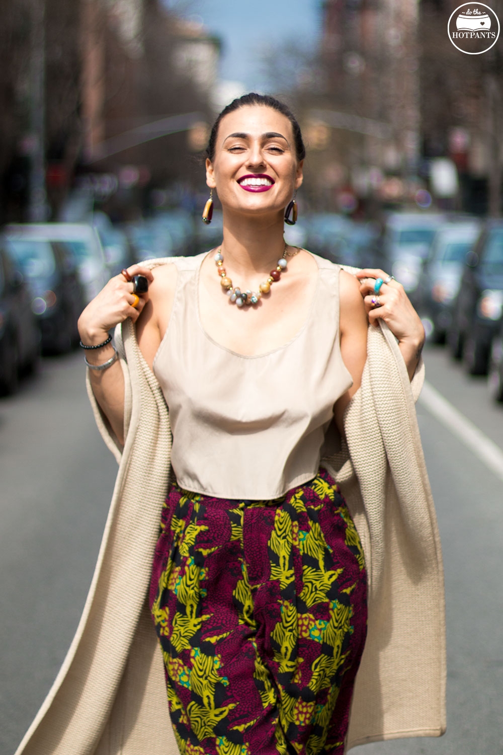 Purple Lipstick Long Hair Blogger Bun Updo Topknot Crop Top