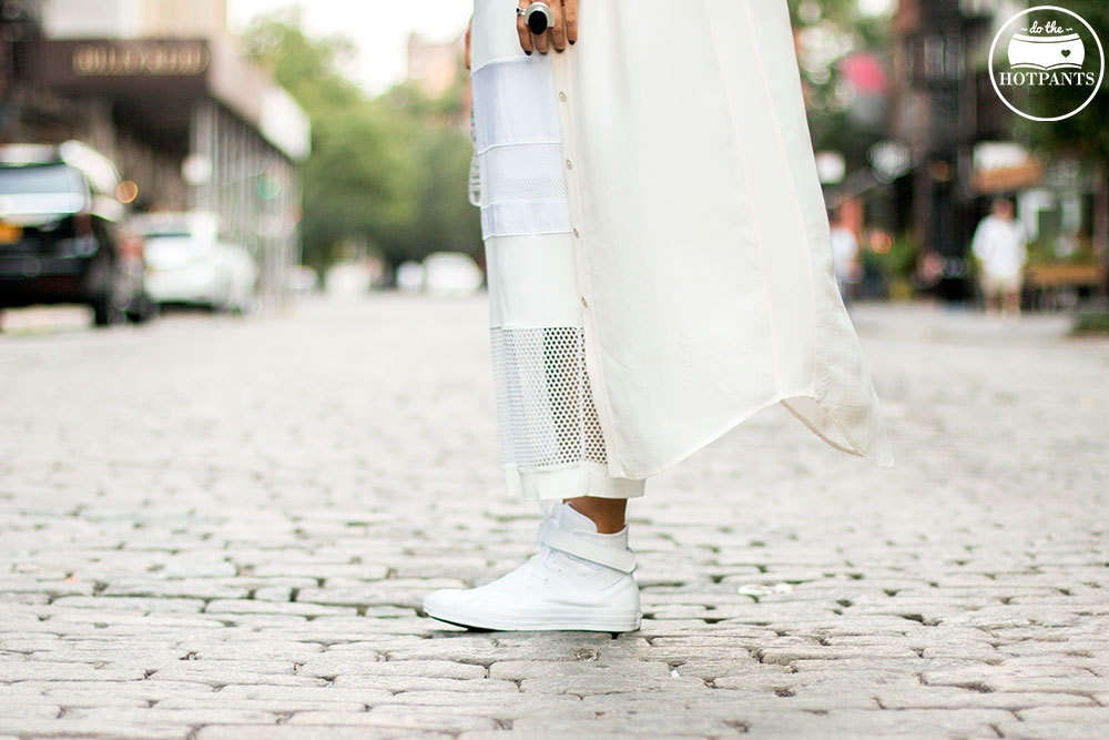 Nude All Natural Makeup Updo Bun All White Outfit