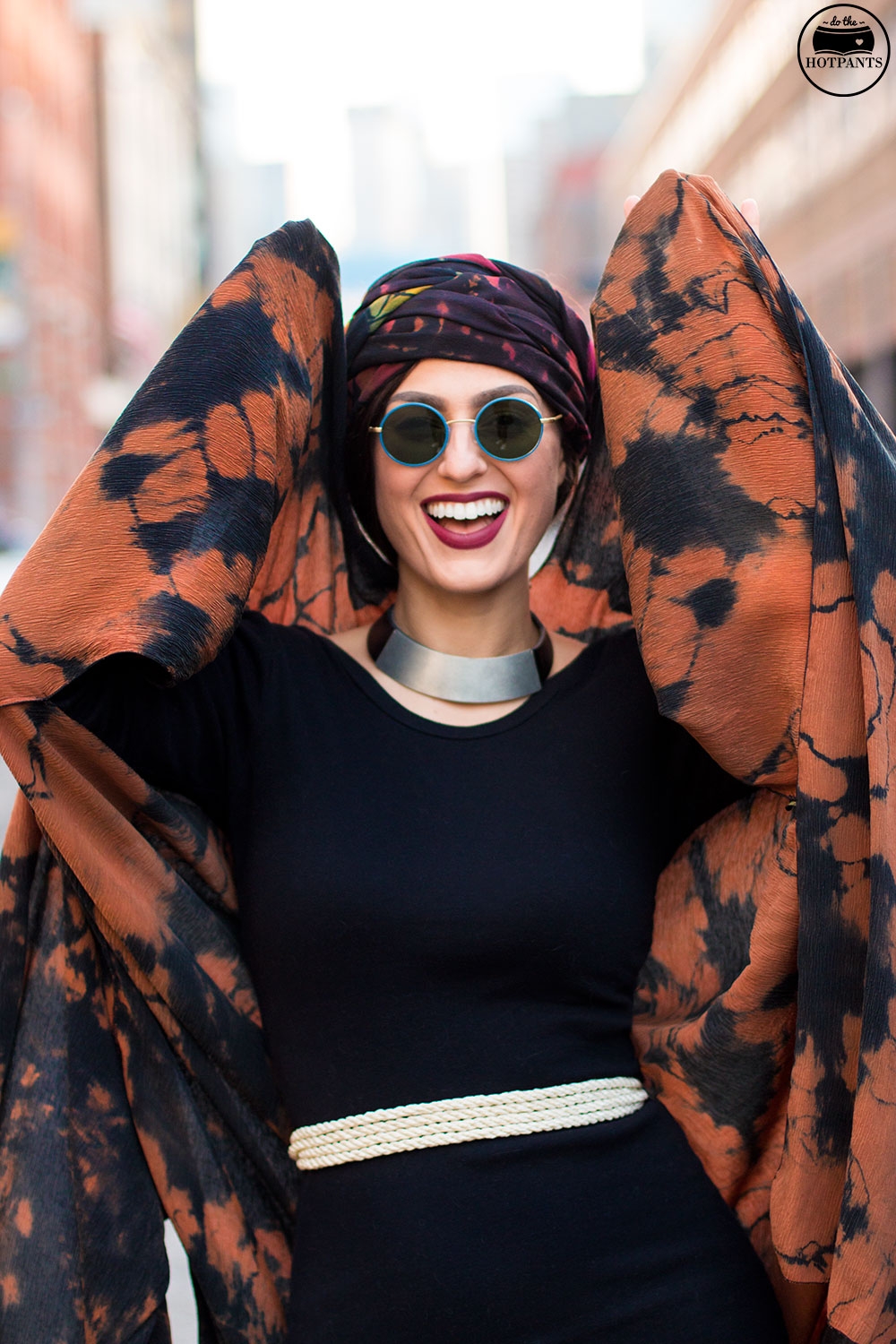 Do The Hotpants Dana Suchow Winter Fashion New York Streetstyle 2016 Tie Dye Hippy Outfit Turban Hijab IMG_6896
