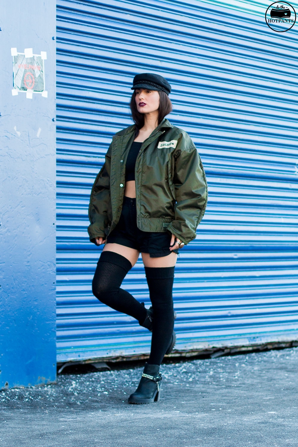 Do The Hotpants Dana Suchow Bomber Jacket Crop Top Thigh Highs Curvy Woman NYC Fashion IMG_7978