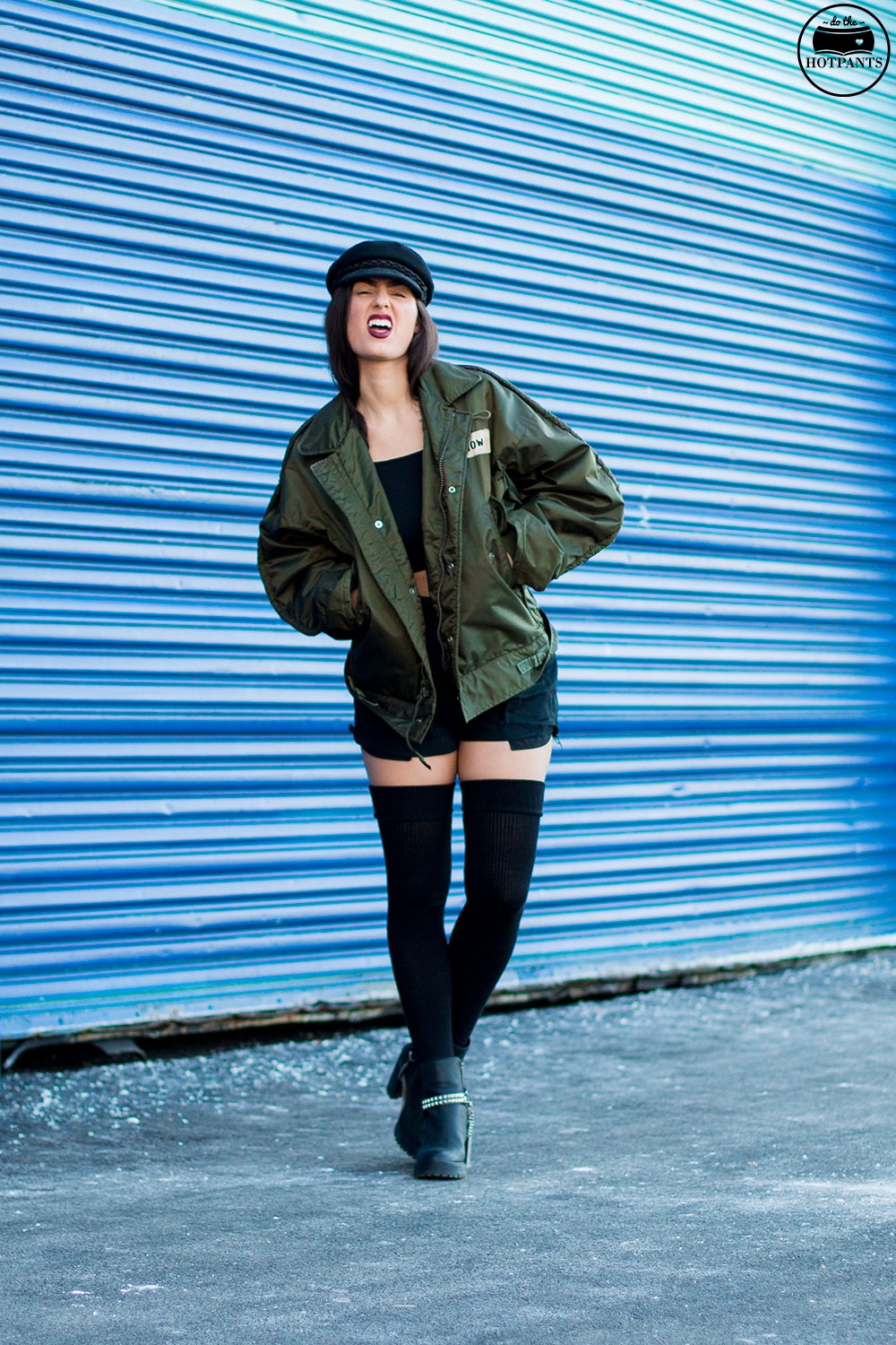 Do The Hotpants Dana Suchow Bomber Jacket Crop Top Thigh Highs Curvy Woman NYC Fashion IMG_8002