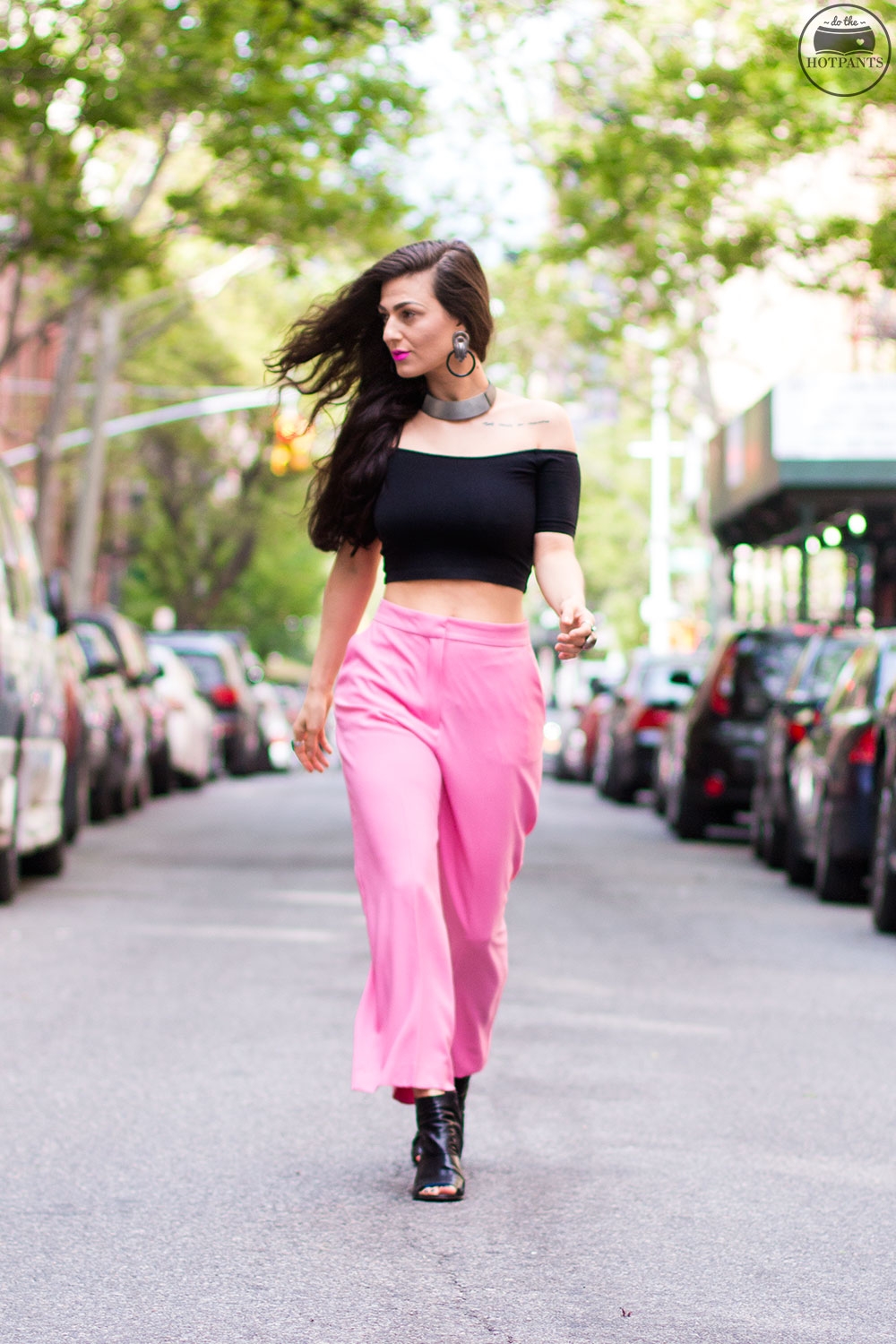 Hot Pink Pants Coord with Black Long Bramisole 20 3piece  KrynandMoey