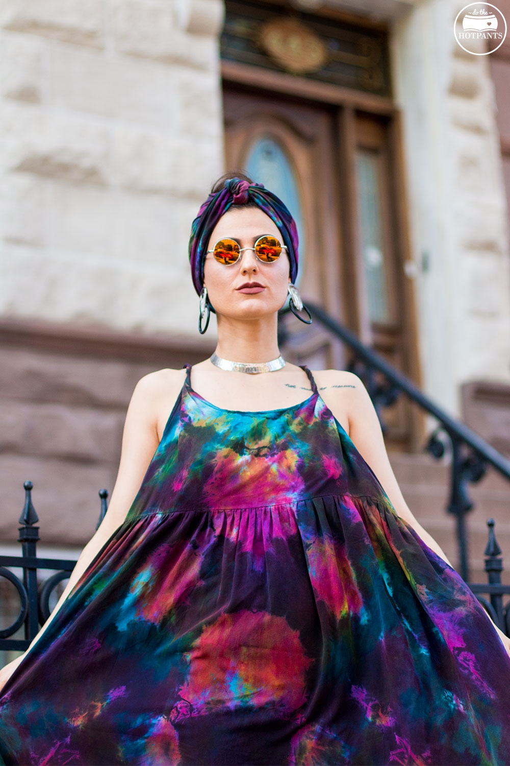 Do The Hotpants Dana Suchow Tie Dye Dress Maxi Flowy Summer Dress Tiedye Headwrap Turban Fashion IMG_0012