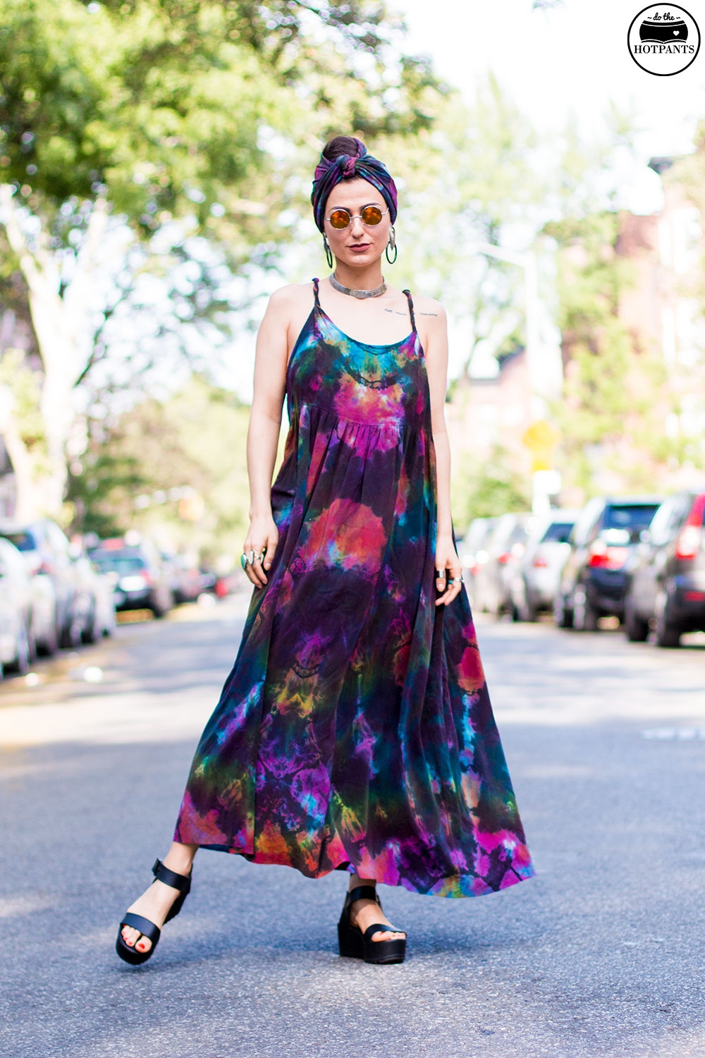 Do The Hotpants Dana Suchow Tie Dye Dress Maxi Flowy Summer Dress Tiedye Headwrap Turban Fashion IMG_9631