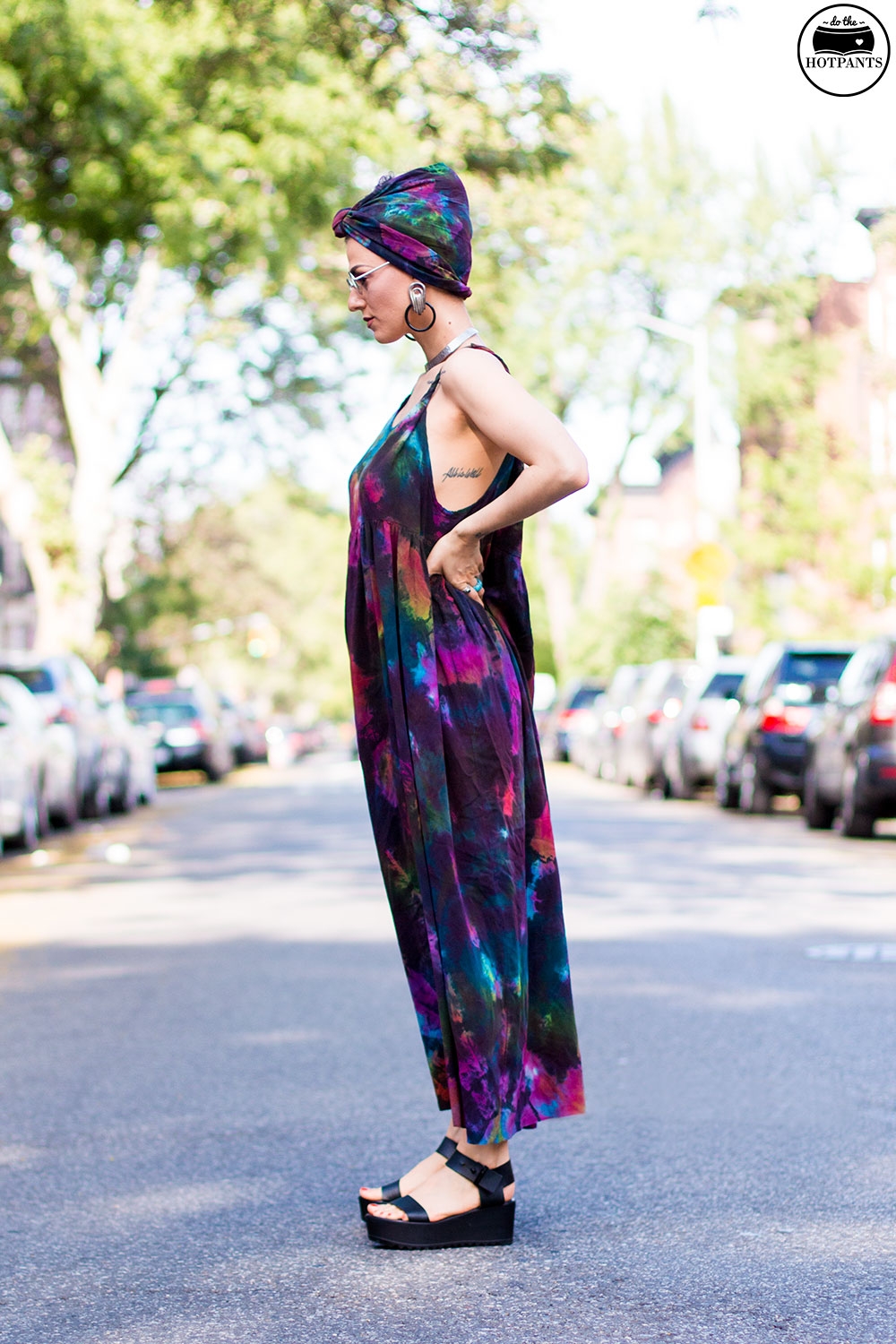 Do The Hotpants Dana Suchow Tie Dye Dress Maxi Flowy Summer Dress Tiedye Headwrap Turban Fashion IMG_9635