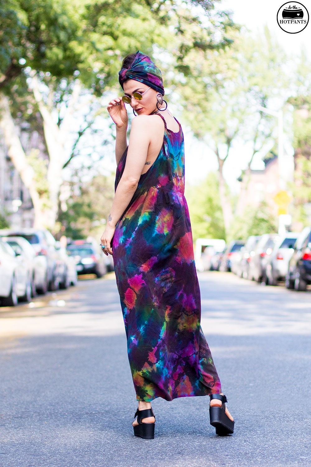 Do The Hotpants Dana Suchow Tie Dye Dress Maxi Flowy Summer Dress Tiedye Headwrap Turban Fashion IMG_9655