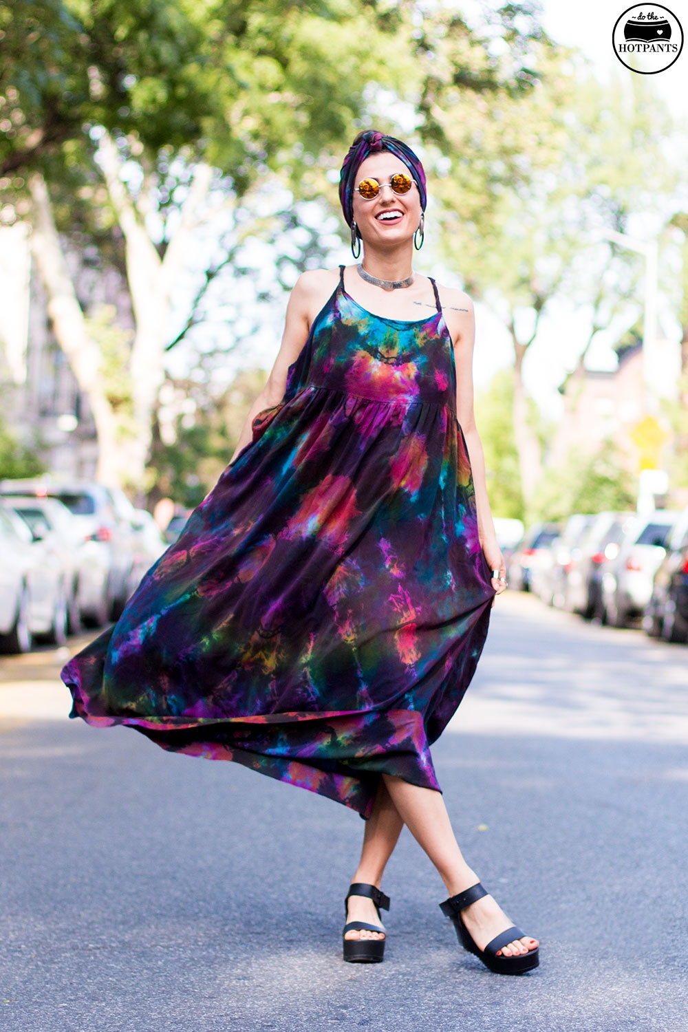 Do The Hotpants Dana Suchow Tie Dye Dress Maxi Flowy Summer Dress Tiedye Headwrap Turban Fashion IMG_9713