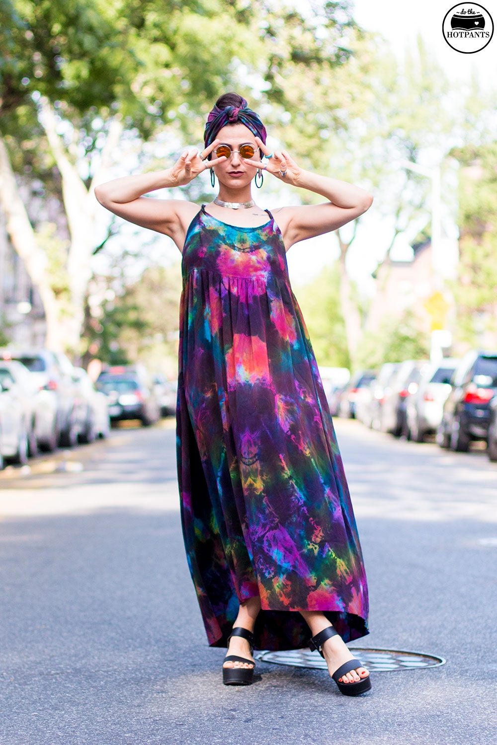 Do The Hotpants Dana Suchow Tie Dye Dress Maxi Flowy Summer Dress Tiedye Headwrap Turban Fashion IMG_9730