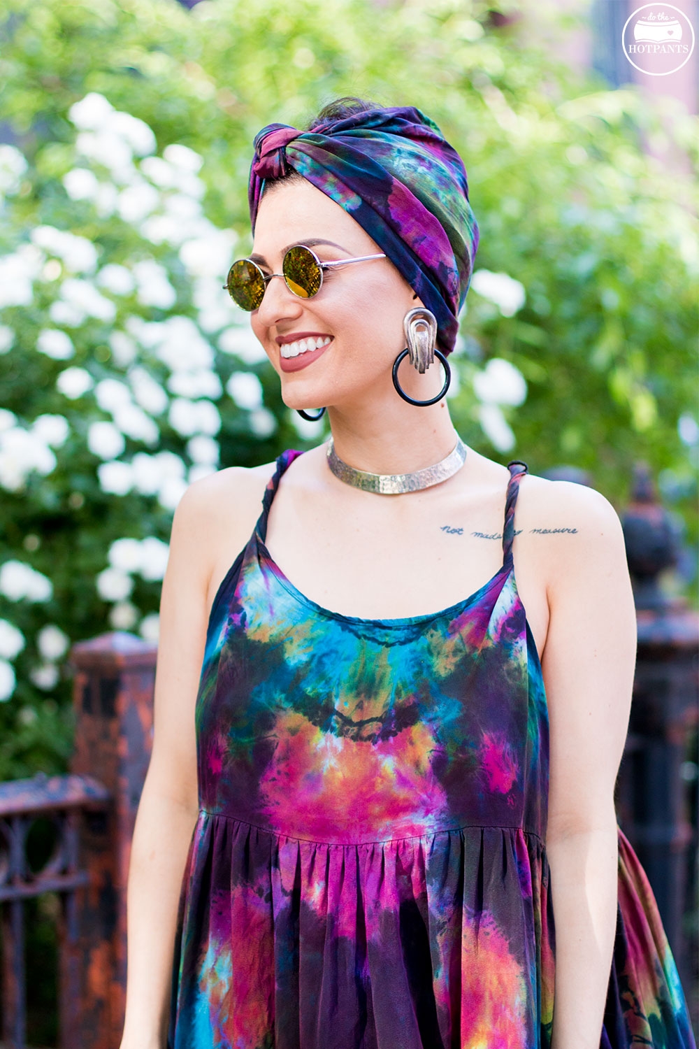 Do The Hotpants Dana Suchow Tie Dye Dress Maxi Flowy Summer Dress Tiedye Headwrap Turban Fashion IMG_9780