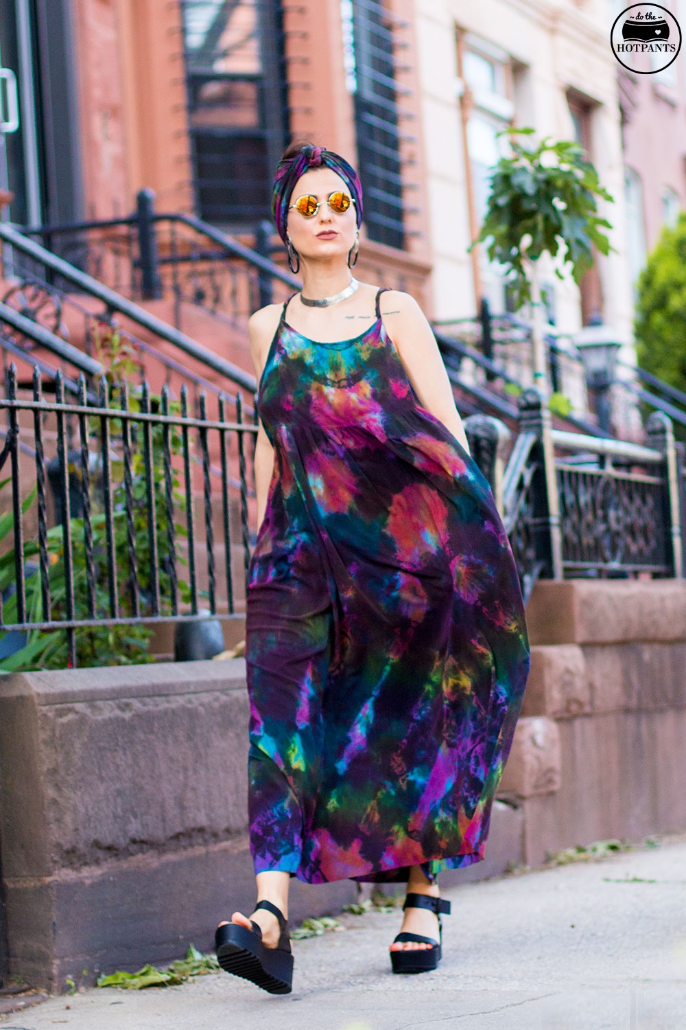 Do The Hotpants Dana Suchow Tie Dye Dress Maxi Flowy Summer Dress Tiedye Headwrap Turban Fashion IMG_9972